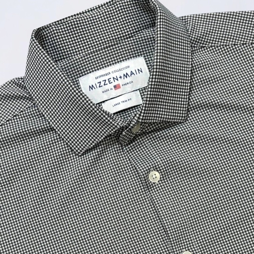 Mizzen Main Spinnaker Button Up Shirt Men's Large Black White Check Performance